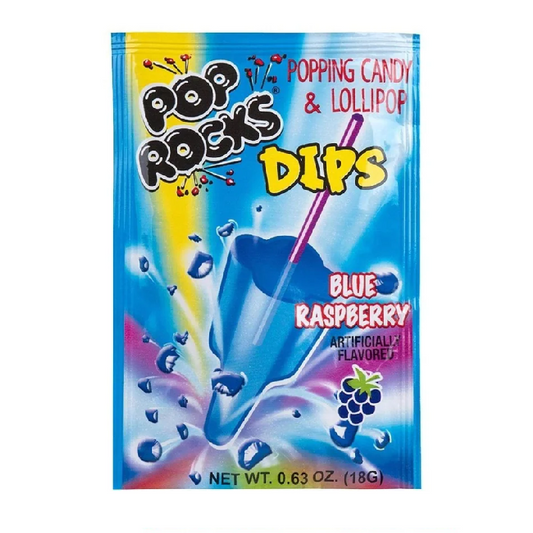 Pop Rocks Dips Framboise Bleue (Avec sucette) 